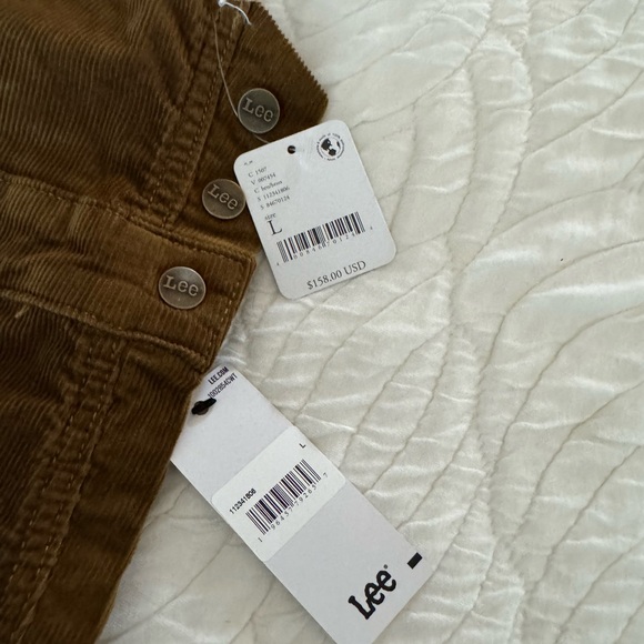 Free People Lee brand  brown courdroy overalls size large - Picture 5 of 10